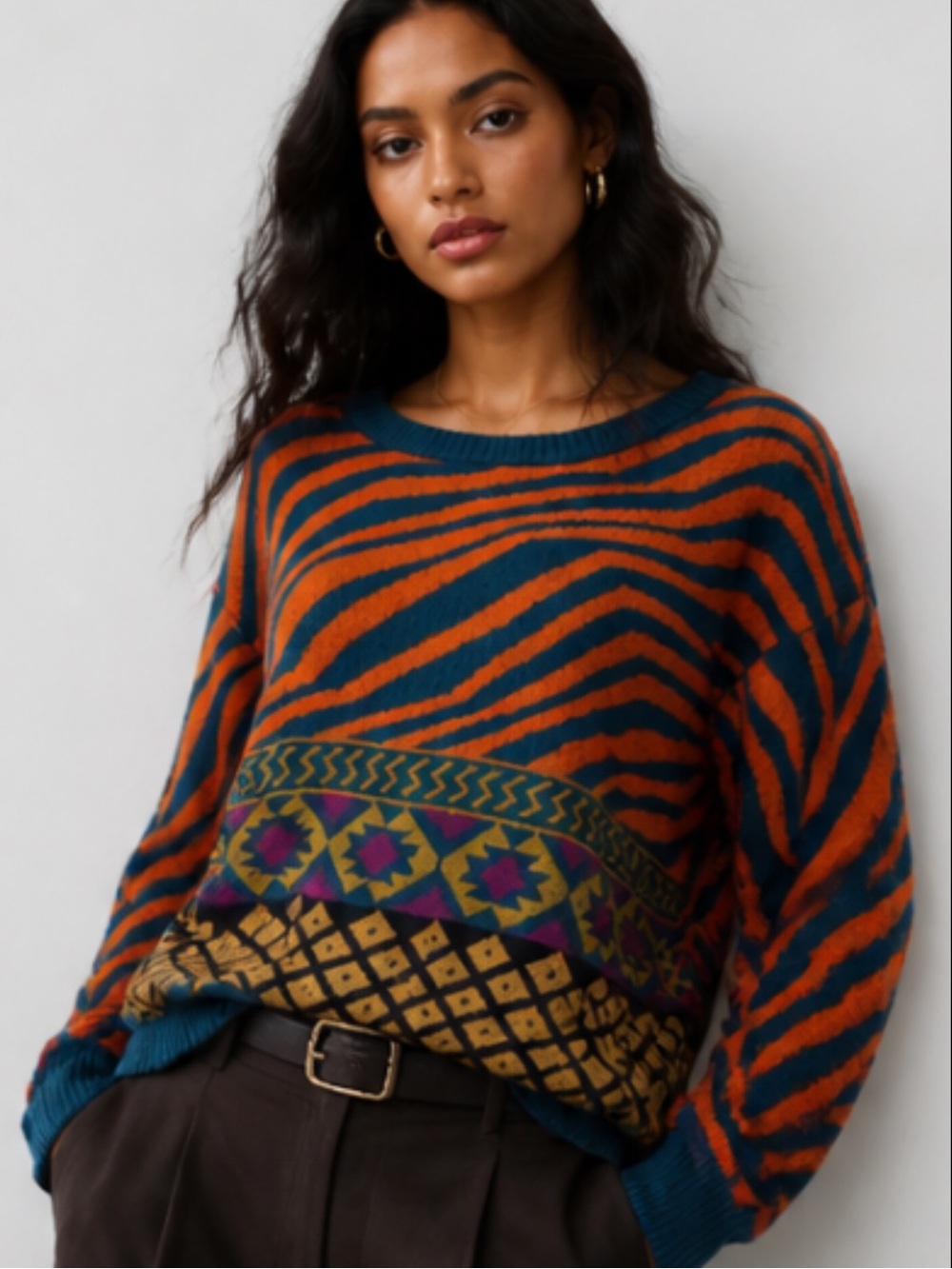 BILLY By Flying Tomato Sweater Pullover Tribal Hippie High Low Boxy